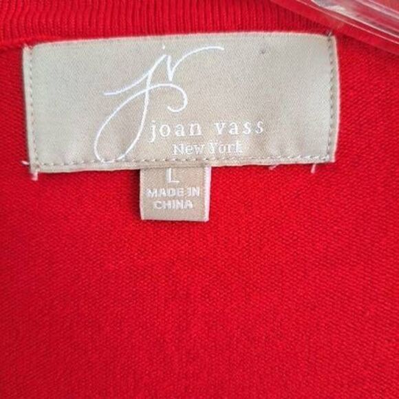 Joan Vass Women's Toggle Clasp Long Sleeve Collarless Red Cardigan Size Large - Picture 5 of 8